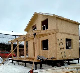Dacha house, “Small country house” design, Karacharovo village: wall assembly
