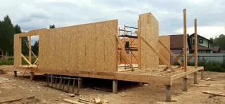 Haus 100 m², Projekt „Barnhouse 76.1“, Dorf Smirnovo: Wandmontage