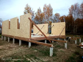 Haus nach Projekt „Chalet 76.3“, Gebiet Iwanowo: Wandmontage