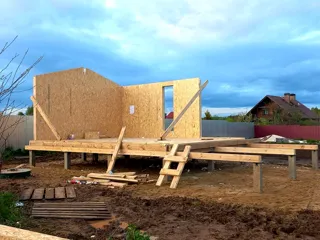 House based on the “Barnhouse 33” design, Novonikolskoe village: wall assembly