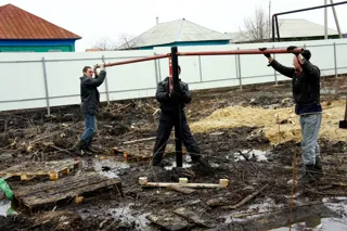 Haus nach Projekt „Metschta pl.1“, Saratov: Fundament und Grundrahmen