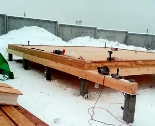Haus 54 m², Projekt „Barnhouse 39“, SNT „Parus“: Fundament und Bodenrahmen