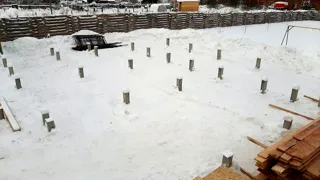 Haus nach Projekt „Premera“, Dorf Bolshoe Klochkovo: Fundament und Grundrahmen