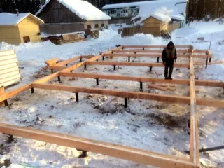 Haus nach Projekt „Minihotel“, Gebiet Iwanowo: Fundament und Grundrahmen