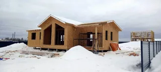 House based on the “Arizona mini” design, Belyanitsy village: wall assembly