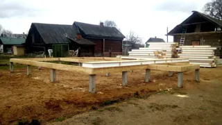 House based on the “Yessentuki 8x8” design, Berkino village: foundation and sill strapping