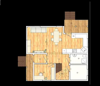 House based on the “Patio” design, Mikhaylovskoe village: design floor plan