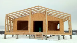 House, “Barnhouse 110” design, TSN homeowners’ association “Orlinye Kholmy”: wall assembly