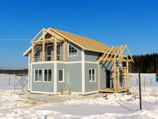 House, “Forvard” design, Olimpiyskaya settlement village: facade finishing