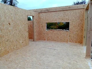 Haus 54 m², Projekt „N4O-54“, Dorf Lezhnevo: Wandmontage