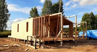 Haus 100 m², Projekt „Barnhouse 76.1“, Dorf Smirnovo: Wandmontage