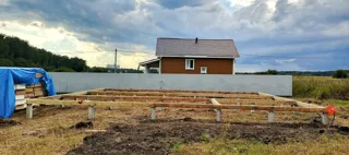 Haus nach Projekt „Mistika - E2.8“, Gebiet Moskau: Fundament und Grundrahmen