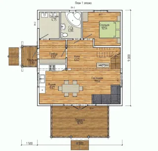 Haus 140 m², Projekt „Jessentuki 8x9“, Dorf Afanasovo: Grundriss des Projekts