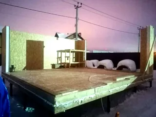 House, “N4O-36” design, cottage village “Fisher”: SIP panel floor at elevation 0