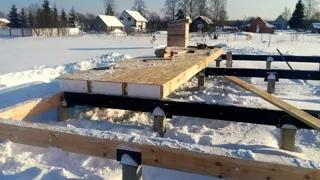 Haus nach Projekt „Dmitrowo“, Dorf Lupychevo: Fundament und Grundrahmen