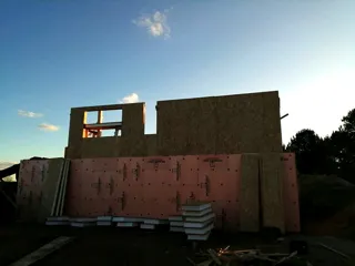 Haus 100 m², Projekt „Barnhouse 76.1“, Dorf Izbizhe: Wandmontage