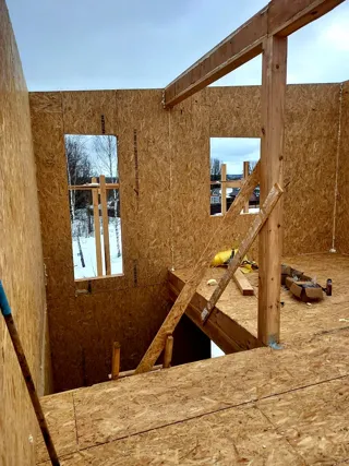 House built to a custom design, Yadrominskoe village: interior partitions
