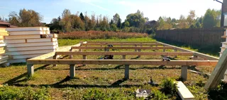 House built to a custom design, Nastasino village: foundation and sill strapping