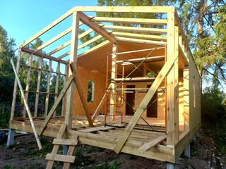 Haus 54 m², Projekt „Barnhouse 39“, Dorf Kalikino: Wandmontage
