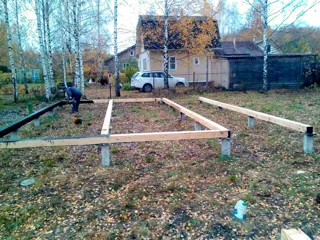 Haus nach Projekt „Mistika - S2.5“, Gartengemeinschaft SNT „Koltschugino“: Fundament und Grundrahmen
