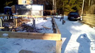 Haus, individuelles Projekt, Stadtkreis Dorf Zhedochi Naro-Fominskiy: Fundament und Bodenrahmen
