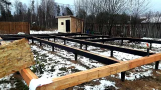 Haus nach Projekt „Utes“, Dorf Nikulskoe: Fundament und Grundrahmen