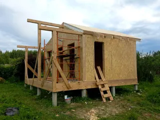 30 m² house, “Nezhnost 4” design, Yaroslavl Region: wall assembly