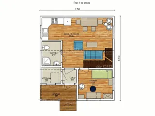 Haus nach Projekt „Majak“, Dorf Verkhnee Myachkovo: Projektgrundriss