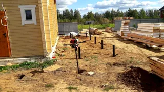 Anbau nach individuellem Projekt, Dorf Dumino: Fundament und Grundrahmen