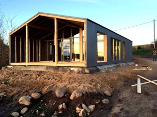 Haus nach Projekt „Barnhouse 76.1“, Dorf Zolotoruche: Fertiges Haus