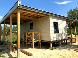81 m² house built to a custom design, Gumnishchi village: facade finishing
