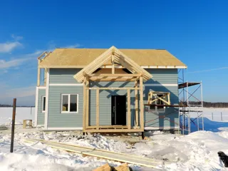 House, “Forvard” design, Olimpiyskaya settlement village: facade finishing
