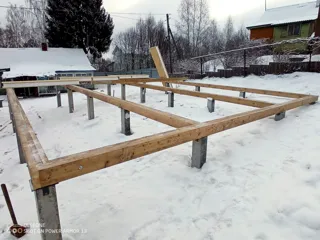 Haus nach Projekt „Mistika - S2.5“, Dorf Astashevo: Fundament und Grundrahmen