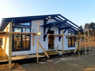 House, “Half-timbered 98” design, Borisovo village: facade finishing