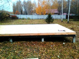 Haus nach Projekt „Mistika - S2.5“, Gartengemeinschaft SNT „Koltschugino“: Boden aus SIP-Paneelen auf Höhe 0