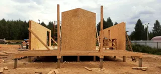 Haus 100 m², Projekt „Barnhouse 76.1“, Dorf Smirnovo: Wandmontage