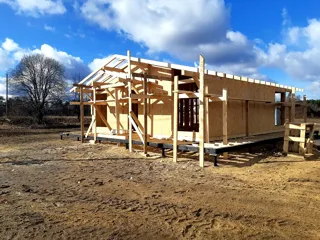 House, “Half-timbered 98” design, Borisovo village: facade finishing