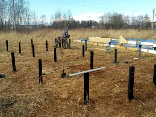 Haus nach individuellem Projekt, Dorf Barskoe-Tatarovo: Fundament und Grundrahmen