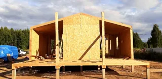 Haus 100 m², Projekt „Barnhouse 76.1“, Dorf Smirnovo: Wandmontage