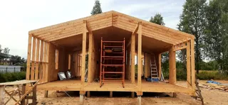 Haus 100 m², Projekt „Barnhouse 76.1“, Dorf Smirnovo: Wandmontage