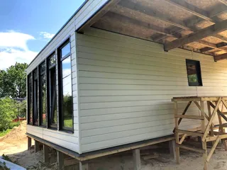 81 m² house built to a custom design, Gumnishchi village: facade finishing