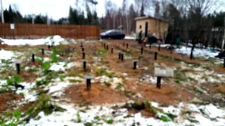Haus nach Projekt „Utes“, Dorf Nikulskoe: Fundament und Grundrahmen