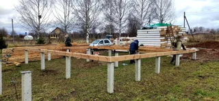 Haus 76 m² nach individuellem Projekt, Dorf Shirokovo: Fundament und Grundrahmen
