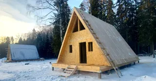 “A-Frame Altay” projesine göre ev, Moskova bölgesi: tamamlanmış ev