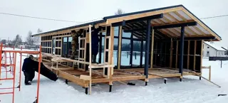 Haus nach Projekt „Chalet 76.3“, Siedlung Parkovo: Fassadenverkleidung