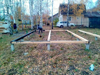 Haus nach Projekt „Mistika - S2.5“, Gartengemeinschaft SNT „Koltschugino“: Fundament und Grundrahmen
