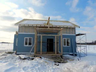 House, “Forvard” design, Olimpiyskaya settlement village: facade finishing
