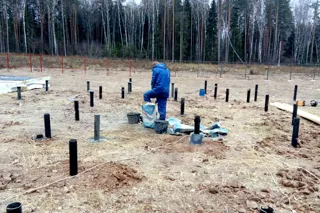 Haus nach Projekt „Slatoust“, Gebiet Moskau: Fundament und Grundrahmen
