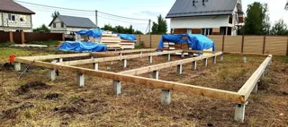Haus nach Projekt „Mistika - E2.8“, Gebiet Moskau: Fundament und Grundrahmen