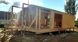 Haus 100 m², Projekt „Barnhouse 76.1“, Dorf Smirnovo: Wandmontage